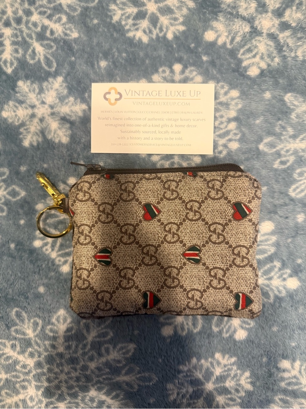 Vintage Reused Gucci Scarf Made Coin Purse